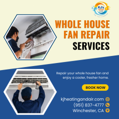 Don’t let a malfunctioning fan disrupt your comfort. At KJ’s Heating & Air, we offer reliable whole house fan repair services in Winchester, expertly handling all types of fans with 24/7 emergency support. Our commitment is to restore your comfort swiftly and effectively. Contact us today at https://www.kjheatingandair.com/winchester