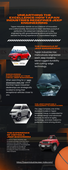 Tapan Industries stands out as a beacon of innovation and craftsmanship. Renowned for their relentless pursuit of perfection, this esteemed manufacturer is Jeep engineering with groundbreaking advancements that elevate the driving experience to unparalleled heights. If you’re for top-tier Jeep models, including the versatile Jeep Compass, visiting a local Jeep showroom can offer a firsthand glimpse into this automotive revolution.

