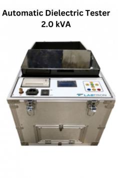 Labtron Automatic Dielectric Tester is a fully automatic oil tester with a 2.0 kVA capacity. It uses industrial SCM for control, with a 2 kV/s voltage increase speed. Features auto-boosting, easy data input, and stores up to 99 test results for review and printing.
