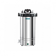 Labtro High Pressure Portable Autoclave has an 18L 304 stainless steel chamber, operates at 129°C and 0.165 MPa with PID microcomputer control. Features include a dual-scale pressure gauge, a silicone seal to prevent steam leakage, and a double safety valve.