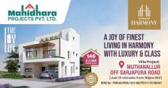 Looking for a premium 3 BHK villa in Muthanallur on Sarjapura Road: Mahidhara Harmony offers an exceptional opportunity for luxury living. These villas provide excellent access to Bangalore’s major IT hubs and are set in a tranquil, well-connected location.Mahidhara Harmony boasts:Luxury Living: Experience the joy of elegant living in a serene environment.Prime Location: Convenient access to key IT and business districts.Exquisite Design: Perfect for those who appreciate fine living.Total Units: 146 meticulously designed villas available.If you’re looking for a blend of luxury, peace, and connectivity, Mahidhara Harmony might be your ideal choice. Premium Villa Projects in Sarjapura Bangalore | Luxury 3 Bhk Villa Projects in Muthanallur Bengaluru -Mahidhara Projects