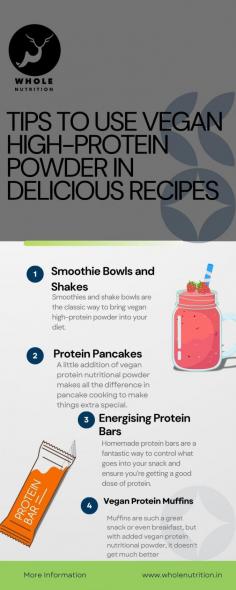 Tips To Use Vegan High-Protein Powder in Delicious Recipes | Whole Nutrition

This infographic post that provides valuable tips on incorporating vegan high-protein powder into your diet. Discover creative and delicious recipes that maximize the benefits of this plant-based protein source for a wholesome and nutritious lifestyle.

Visit: https://www.wholenutrition.in/products/buy-vegan-protein-powder