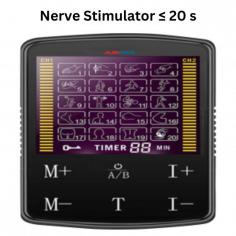 Abimed nerve stimulator is a therapeutic device with a high-resolution LCD screen. Unit features 20 massage modes, an adjustable intensity of 30 levels, a pulse width of 90 µs (± 15%), and a pulse duration of ≤ 20 s. It is equipped with dual independent channels and is easy to operate with it's mini-sized design.