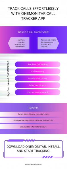 Track Calls Effortlessly with ONEMONITAR Call Tracker App

Monitor all incoming, outgoing, and missed calls effortlessly with the ONEMONITAR Call Tracker App. Stay informed about who your loved ones or employees are communicating with in real time. ONEMONITAR offers advanced features like call recording, detailed call logs, and caller identification, all accessible through an easy-to-use dashboard. Whether you’re ensuring your child’s safety or managing business calls, ONEMONITAR provides secure and reliable call tracking to give you peace of mind.

#calltracker #calltrackerapp #bestcalltrackerapp