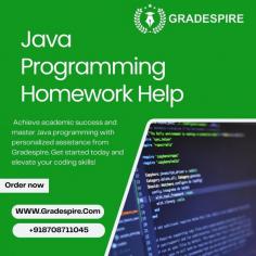 At Gradespire, we provide reliable Java programming homework help to make your studies easier. Our experienced tutors guide you through concepts, coding, and problem-solving. Whether you're stuck on assignments or need extra support, our services are here for you. We focus on helping you understand Java programming better, so you can boost your skills and confidence. Get the assistance you need to succeed in your Java coursework with our friendly and knowledgeable team.