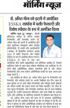 Dr Amit Meena is an internationally renowned, fellowship-trained orthopedic surgeon specializing in knee surgeries. With over 15 years of experience at Central Institute of Orthopedics, Safdarjung Hospital, New Delhi; Rizzoli Orthopaedic Institute, Bologna, Italy; Gelenkpunkt – Sports and Joint Surgery, Innsbruck, Austria; Western University, Ontario, Canada; he is the leading knee surgeon in Jaipur for Joint Replacement and Sports Injuries. His talent was recognized and lauded by the ESSKA and ISAKOS and he was honoured with many prestigious international and national awards.
