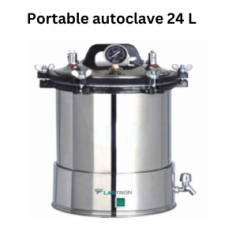 Labtron portable autoclave with 24 L capacity is designed with an overheating and pressure warning indicator, an indicator light to indicate the working, and an automatic beep indication at the end of every cycle. It features stainless steel sterilizing baskets, a dual-scale indicating pressure gauge, and a reliable and safe self-inflating leakproof chamber.