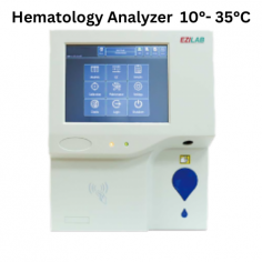  Ezilab Hematology Analyzer is an innovative 3-part differential analyzer that delivers high-quality CBCs with 10 µl whole blood or 20 µl pre-diluted samples, processing 60 tests/hr. It features the Coulter principle, an 8-inch touchscreen LIS support, and 3 histograms for WBC, RBC, and PLT.