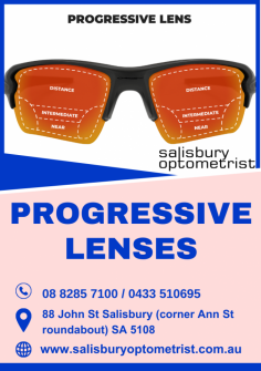 Progressive lenses offer a gradual transition between multiple focal points, addressing both near and distance vision needs. Unlike bifocals, they do not have visible lines, providing a smooth visual experience for those with presbyopia. These lenses help reduce eye strain and improve overall vision clarity across various distances. The eye experts at Salisbury Optometrist will check your vision and recommend these glasses accordingly. They will also consider your lifestyle and daily needs before making a recommendation.