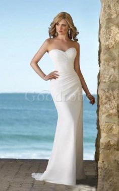 Robe de mariée longue naturel sexy jusqu'au sol de traîne moyenne