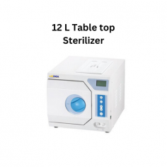 Labdex 12L tabletop sterilizer is a Class N autoclave with microprocessor control, featuring a rapid steam generator and a temperature range of 134°C with 0.22 MPa pressure. It includes an LCD display and a SUS304 stainless steel chamber equipped with a double safety door lock.
