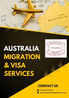 Oceania Immigration provides comprehensive Australia migration and visa services, specializing in skilled worker visas, family reunifications, and permanent residency applications. Our experienced team offers personalized support to simplify the complex process, ensuring a seamless journey to your new life in Australia. Trust us for expert guidance and successful outcomes.