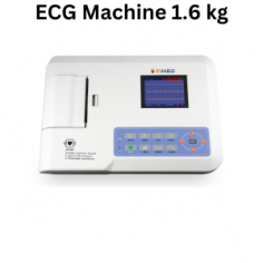 Zimed ECG machine is a 3-channel device that utilizes an 80 mm × 2000 mm paper size and operates with a sampling frequency of 1000 Hz, weighing 1.6 kg. It features a color LCD display for viewing parameters and prints ECG traces on 80 mm paper.
