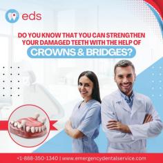 Strengthen Teeth with Crowns & Bridges | Emergency Dental Service

Did you know that crowns and bridges can strengthen damaged teeth?  They protect teeth from additional damage, improve alignment, and restore smiles. Don't leave tooth problems untreated—visit Emergency Dental Service today to learn more about the benefits of crowns and bridges. Schedule an appointment at 1-888-350-1340. 