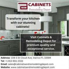 In Stock Cabinets in Tampa

If you are looking for a good kitchen remodeling but couldn’t find one then Cabinets & Remodeling Depot is the best option. Cabinets & Remodeling Depot provides you with the best kitchen remodeling in Tampa. We always place prime importance to the satisfaction of our clients.
Visit: https://www.cabinetsandremodelingdepot.com/
