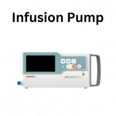 Abimed infusion pump features a 4.3-inch colored touch screen for easy parameter setting. It offers ml/h infusion mode, body weight mode, 4-level selectable occlusion, and a flow rate range of 0.01 to 2000 ml/h. It is also waterproof and features adjustable alarm volume and brightness.