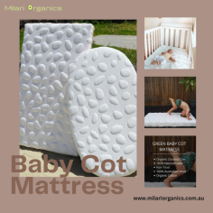 Milari organic baby cot mattresses are the best baby cot mattress in australia. Because we use eco-friendly material , coconut coir and natural latex memory foam. Our organic baby mattress is a popular choice for its durability and safety.Baby mattress provide support for kids neck and body .Our non toxic baby cot mattress in Australia is the 1st choice of parents for their kids.Our baby mattresses work for a long time upto 5-8 years. We won a clean and conscious award in the baby sleep category for our commitment. Clean and conscious award is not just an award it is a platform to promote organic and natural cot mattress for better baby sleep. Milari Organics provides affordable baby cot mattresses in australia. All baby mattresses are non allergenic and formaldehyde free. Our mattress is easy to clean and you can use it from both sides. Milari organics wrap baby cot mattress in waterproof packet.Our baby cot mattress provides a comfortable baby sleep environment.

Click here for more information : https://milariorganics.com.au/products/milari-green-baby-mattress
