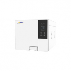 Labdex 23L tabletop sterilizer is a microprocessor-controlled Class B autoclave featuring a powerful vacuum pump and a φ250 x 450 mm chamber for efficient sterilization at 121°C/134°C. It includes a 4.3-inch color LCD, glass backlit touch buttons, and password protection for secure settings.
