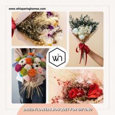 A dried flowers bouquet offers a timeless, eco-friendly gift that brings lasting beauty to any space. Its unique charm, vibrant colors, and thoughtful presentation make it a perfect, low-maintenance alternative to fresh flowers for any occasion.

Explore now:- https://www.whisperinghomes.com/dry-grass-flowers/flowers/dried-flowers