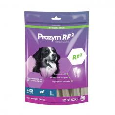 Prozym Dental Sticks are specially designed chews for dog’s dental health. These dental chews clean the dog’s teeth as well as lower plaque and tartar. The unique formulation also helps in controlling bad breath and prevents mouth odor. These dental sticks contains special ingredient RF2 from plant origins. The unique ingredient acts against biofilm that is created by bacteria in the mouth.