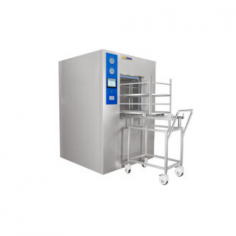 Labdex Horizontal Autoclave offers a 600L capacity, 105°C–139°C working temperature, and -0.1 to 0.3 MPa pressure. It includes a 7-inch touch screen, motorized door, built-in steam generator, PLC+HMI, advanced safety systems, and adjustable sterilization/drying times from 0 to 999 minutes.