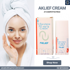 Get Aklief Cream at up to 20% off exclusively at Oddway International! This topical retinoid, containing Trifarotene 0.005%, is ideal for treating acne. Oddway International offers competitive pricing, fast delivery, and reliable worldwide shipping. Don't miss this chance to buy Aklief Cream at a discounted price from a trusted specialty pharmacy.
