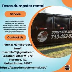 Looking for reliable roll off dumpster rentals in Killeen, Texas? Texas Dumpster Rental offers fast, affordable, and convenient dumpster services for residential and commercial projects. Whether it's a home renovation or a construction site cleanup, we’ve got the right size for your needs ,to learn more visit our website!
