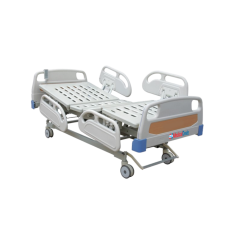 Medical Deals Two Crank Manual Hospital Bed provides a leg rest angle of 45° ± 5° and a backrest angle of 75° ± 5°. It supports up to 250 kg, has 125 mm castors with bumpers, and includes a perforated mattress base with detachable head and footboards and two retractable manual cranks.