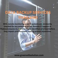 Secure your business with our Data Backup Services in Thailand. GreenWill Solution offers reliable, automated backups to protect your critical data from loss or corruption. With flexible solutions tailored to your needs, ensure your data is safe, accessible, and recoverable anytime, anywhere in Thailand.