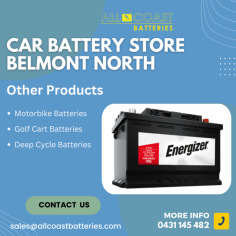 All Coast Batteries is a leading car battery store in the motor trade industry that provides motorbike batteries, marine batteries, golf cart batteries, lawn mower batteries, and more in Newcastle, NSW. 

Make a call on 02 4049 5345 or connect with us at https://allcoastbatteries.com.au/contact/ for any auto battery requirement.