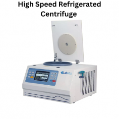 Labnics High Speed Refrigerated Centrifuge is a microcomputer-controlled device. It offers a maximum speed of 30,000 revolutions per minute, generates forces up to 62,400 gravity, holds 12 by 5 milliliter samples, and stores 99 programs featuring overspeed and overheat protection for safe operation.