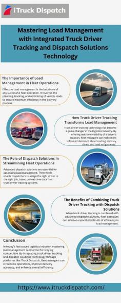 Mastering load management is achievable through effective truck driver tracking and advanced dispatch solutions. This synergy enables fleet managers to optimize routes, monitor performance, and enhance overall efficiency, leading to reduced costs and increased customer satisfaction in the logistics industry. Visit here to know more:https://itruckdispatch.wordpress.com/2024/10/09/mastering-load-management-with-integrated-truck-driver-tracking-and-dispatch-solutions-technology/