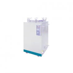 Labexpo Vertical Autoclave is a 35L top-loading sterilizer made of SUS304 stainless steel with two sterilizing baskets. It operates at 134°C with 0.22 MPa pressure and includes automatic shutdown, beep alerts upon completion, and protection against over-temperature and pressure.
