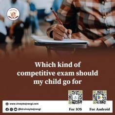 Astrology helps you know which competitive exam your child should take. In education astrology, the sixth house in the birth chart is the house of competition. You should first know your child's strong and weak points to know which competition they should go for.  Any specific issue, connect with my office @ +91 9999113366. God bless you with a happy life.
https://www.vinaybajrangi.com/career-astrology/education/which-kind-of-competitive-exam-should-my-child-go-for
