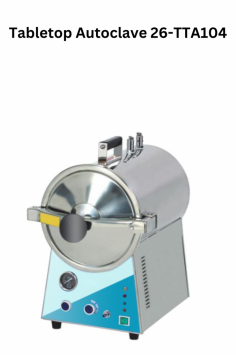 Labexpo Table Top Autoclave is a 24 L unit with a sterilizing temperature range of 105–134 °C and a pressure of 0.22 MPa and offers rapid sterilization (4-6 min). Features include automatic shutoff, a steam-water inner circulation system, automated drying, and a secure door lock system for safety.