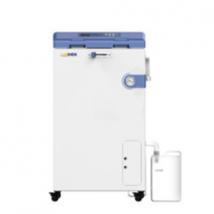 Labdex vertical autoclave is made of durable SUS304 stainless steel and has a 75L chamber with an LCD display. It offers adjustable temperatures from 105 to 134 °C and operates at 0.22 MPa. Key features include a HEPA filter preset, a hand-wheel door, and automatic power-off for safety.