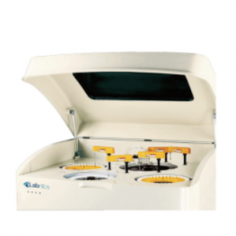 Labnics fully automatic chemistry analyzer offers 80-sample positions with a 1-100 µL volume range (0.1 µL/step) and reagent volumes R1 & R2 1-400 µL (1 µL/step), wavelength 340-810 nm. It includes liquid level and collision sensors, Teflon coating, automatic washing and calibrator auto-dilution.