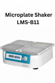 Labtron Microplate Shaker LMS-B11 is ideal for shaking ELISA plates (96-well), TCPS, and 1.5/2.0 ml centrifuge tubes. It operates at 200-1500 rpm, holds up to 4 x 96-well plates, and features an LED display with a brushless DC motor for smooth, quiet operation.