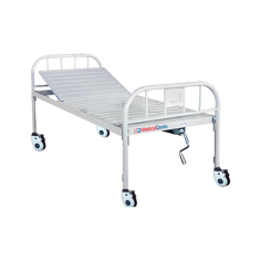 Medical Deals Single Crank Manual Hospital Bed supports up to 200 kg and has 125 mm castors for easy movement. It is built with 1.5 mm thick walls and features sturdy electroplated metallic cranks. The high-quality ABS head and footboards provide durability and a sleek, modern look.