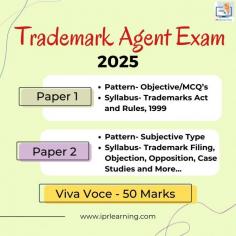 Get ready for the Trademark Agent Exam 2025 with comprehensive preparation from IPR Learning Institute. We offer expert-led courses designed to help you master both trademark and patent law. Our specialized Trademark agent exam preparation programs cover everything you need to succeed, from understanding complex trademark regulations to preparing you for real-world scenarios. Whether you're aiming to become a Trademark agent or a Patent agent, our courses are tailored to give you the knowledge and confidence needed to ace the exams.

In addition to Trademark Agent Exam 2025 preparation, we also offer a range of resources for the Patent Agent Exam 2025, including detailed coverage of the Patent Agent Syllabus 2025. Our Patent Agent Online Course includes mock tests, patent drafting training, and live coaching. With Patent agent exam preparation and Patent Agent Exam 2025 training from industry experts, you'll be well-prepared for both patent and trademark exams.

At IPR Learning Institute, our goal is to help you succeed with high-quality training and up-to-date Patent Agent Exam Resources. Start your journey towards becoming a certified trademark or patent agent today! Visit www.iprlearning.com for more information.