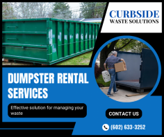 Reliable Dumpster Rental Solutions

Our dumpster rental service offers convenient, affordable solutions for all your waste disposal needs. We ensure timely delivery and pickup for hassle-free cleanups. For more information, mail us at Admin@curbsidewastesolution.com.