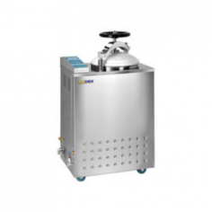 Labdex Vertical Autoclave provides reliable sterilization with a 100 L capacity operating within a temperature range of 105 to 134°C and 0.23 Mpa pressure. It offers a time range of 0 to 99 min/hr and features a safety door lock HEPA filter and advanced automatic protection systems for pressure and water levels.