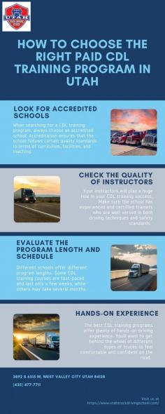 The ideal paid cdl training Utah program provides driving instruction and a detailed truck maintenance checklist module. Ensuring you're trained in vehicle upkeep is key to a successful trucking career. Find a program that confidently leads you to your class a cdl Utah. Visit here to know more:https://utahtruckdrivingschoolblog.wordpress.com/2024/10/04/how-to-choose-the-right-paid-cdl-training-program-in-utah/