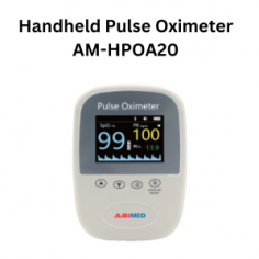 Abimed handheld pulse oximeter monitoring of blood oxygen saturation and pulse rate. With ±2% accuracy for SpO2 (70%–100%) and ±2 bpm for pulse rate (30–240 bpm), it ensures reliable readings. Its compact, portable design features a clear display for easy data interpretation.