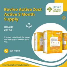 Support your energy, immune system, and cognitive function with Revive Active Zest Active. This 3-month supply provides a powerful blend of vitamins, amino acids, and CoQ10, helping you stay energized, focused, and ready for each day.

Shop Now:- https://www.havenpharmacyburkes.ie/product/revive-active-zest-active-3-month-supply/