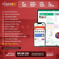 India’s first School ERP Software with a powerful toolkit to boost admissions! Class ON is a comprehensive School Erp Software solution featuring over 90 modules, 4 mobile apps, and 30+ specialized services tailored for Indian schools. Class ON offers the Online School Management Software simplifying administration, communication, and learning for modern educational institutions.
Contact Details-Class ON App
Email - info@classonapp.com
Phone No - 1800- 890-2325 or +91 90237 90237
