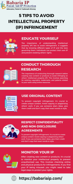 Protect your intellectual property (IP) and avoid infringement with these 5 essential tips. Learn about IP law, conduct research, create original content, maintain confidentiality, and monitor your IP. Consult ip law firms for expert guidance.