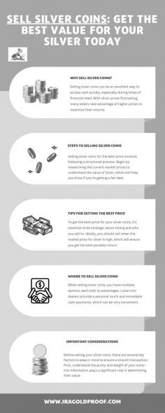 Thinking of selling your silver coins? Learn how to get the best value when you sell silver coins with our comprehensive guide. Whether you need quick cash or want to capitalize on high silver prices, our infographic breaks down everything you need to know—from evaluating your coins to choosing the right place to sell them. Make informed decisions to maximize your profit. Visit IRA Gold Proof to discover more insights and start your journey to selling silver coins for maximum value.

Visit: https://www.iragoldproof.com/silver-investment/