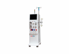 Abimed Dialysis Machine is designed for acute and chronic hemodialysis therapy. It features an access device, blood tubing, pump, and dialyzer to prevent chemical deposits, it uses acetic or citric acid rinses.  it  include AC220V±10%, 47-63Hz, and 0-2m suction height. and Additional  are a automatic disinfection cleaning program and a blood leakage detector.