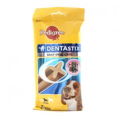 Pedigree Dentastix is widely popular for dog’s oral care. This scientifically proven dental chew with X shape works effectively on teeth to remove tartar. The special texture is not harsh on dog’s mouth but reduces plaque. Regular use of Dentastix assists to prevent gum diseases and keeps teeth strong. It keeps mouth refreshing and restrains bacteria growth harmful for dental health. The delicious chewy treat helps to control tartar build up and mouth odour.